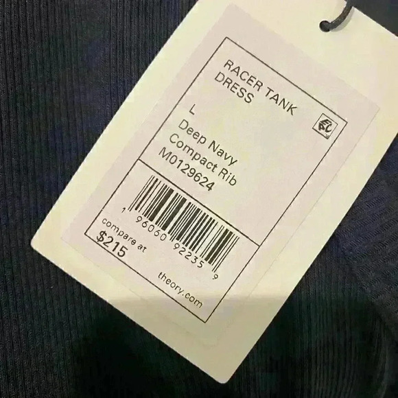 NWT THEORY Racer Tank Dress Deep Navy Compact Rib M0129624 Sz L - Picture 5 of 5